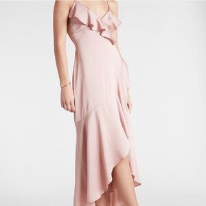 🆕 NWT EXPRESS Dress, Women’s Size X-Large, Ruffle Details, Hi-Lo Hem, V Neck